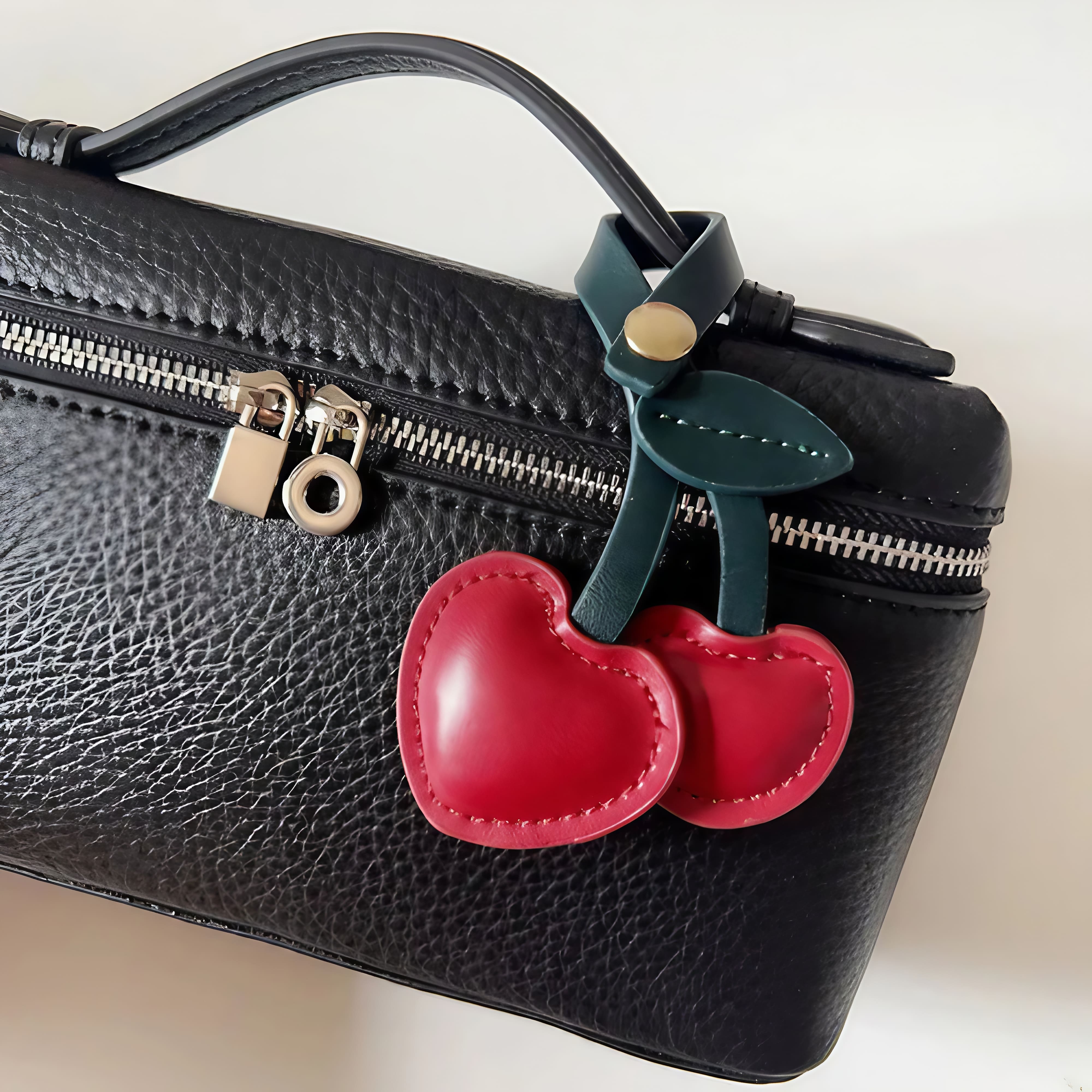 Charm Cereja em Couro